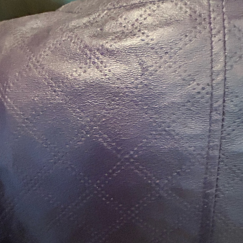 Ellen Tracy jacket zip front. Purple size medium. faux leather - Picture 7 of 11
